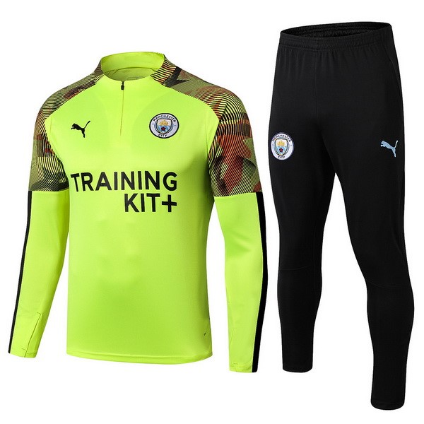 Survetement Enfant Manchester City 2019-20 Vert Fluorescente Noir